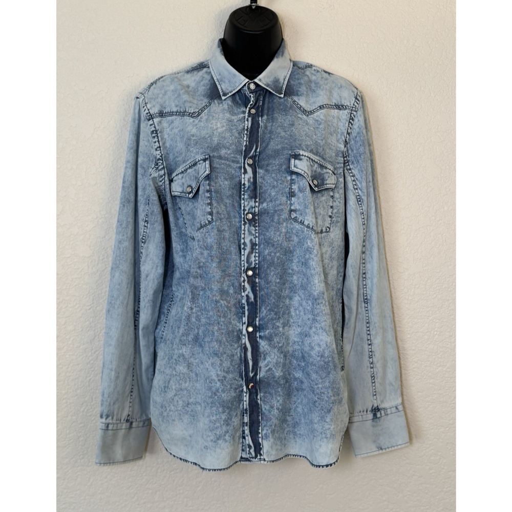Jacob Cohen Western Shirt Denim Long Sleeve Made In Italy Mens Size Medium